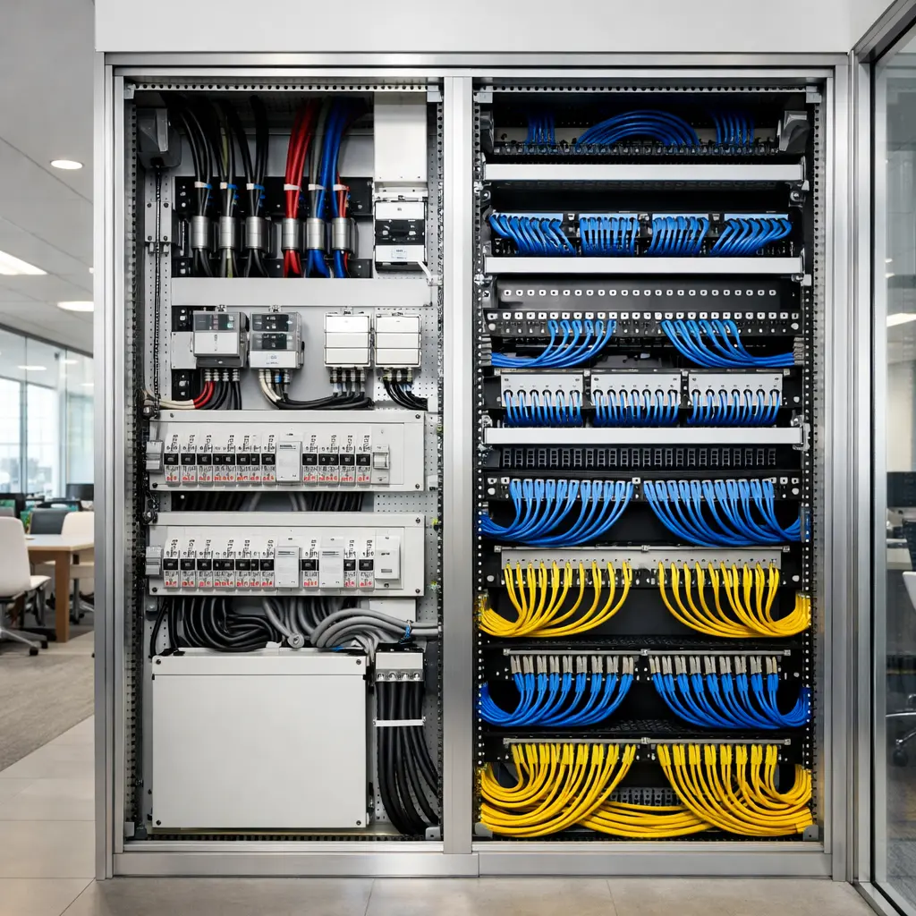 Realizacja instalacji elektrycznej – Rozdzielnia w nowoczesnym biurze – Smart Move Project
